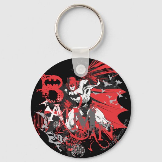 Batman Red en Black Collage Sleutelhanger (Voorkant)