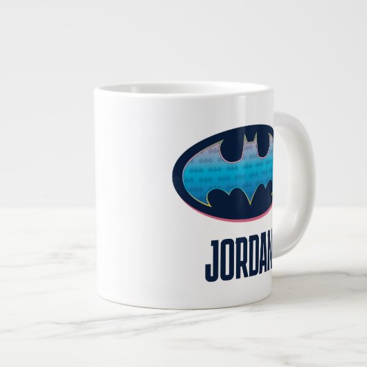 Batman | Roze en blauw symbool Extra Grote Beker (Voorkant rechts)