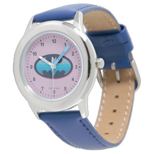 Batman Roze en blauw symbool Horloge