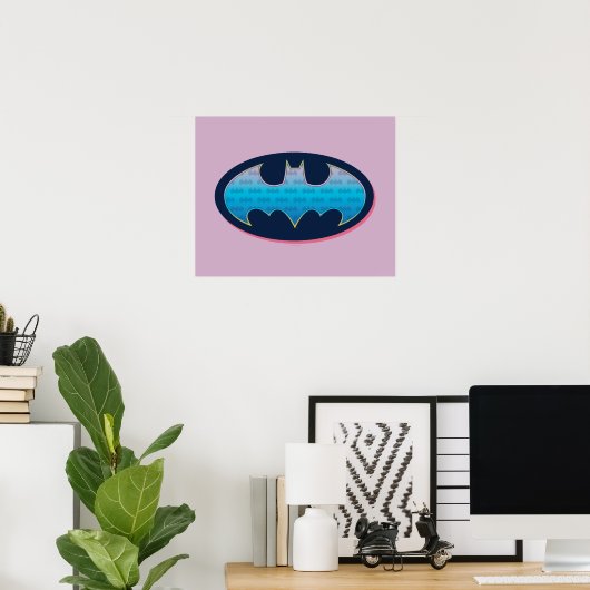 Batman | Roze en blauw symbool Poster (Thuiskantoor)