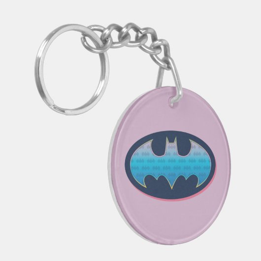 Batman | Roze en blauw symbool Sleutelhanger (Voorkant Links)