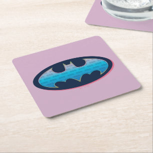 Batman Roze en blauw symbool Vierkante Kartonnen Onderzetter