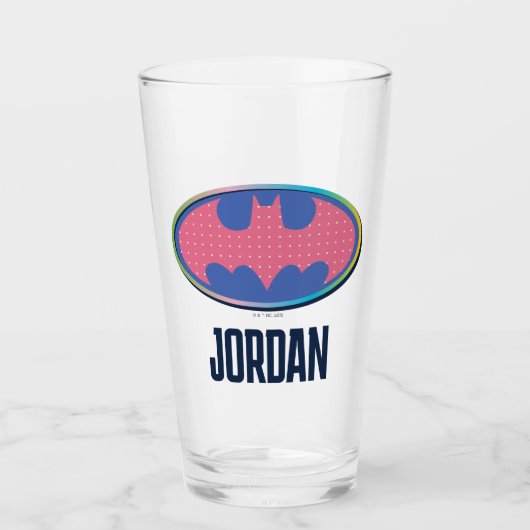 Batman | Roze poladot Logo Glas (Voorkant)