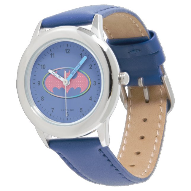 Batman | Roze poladot Logo Horloge (Gekanteld)