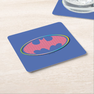 Batman   Roze poladot Logo Vierkante Kartonnen Onderzetter