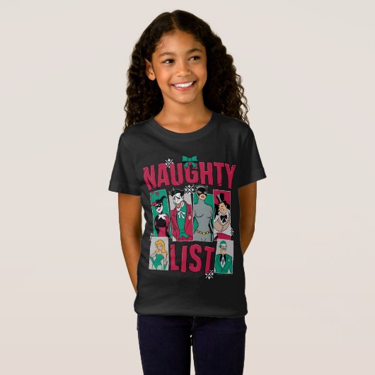 Batman | Santa Naughty Lijst van Villains T-shirt (Voorkant volledig)