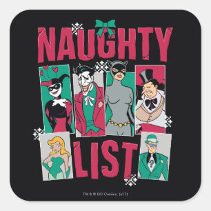 Batman   Santa Naughty Lijst van Villains Vierkante Sticker