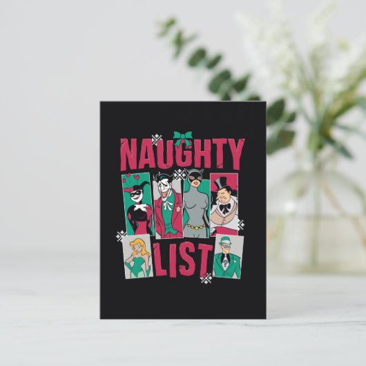 Batman | Stoute lijst van schurken van de Kerstman Feestdagenkaart (Staand voorkant)