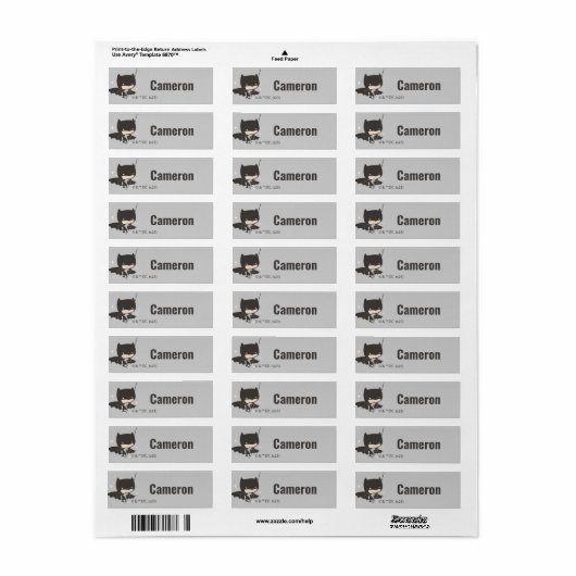 Batman Super Hero Kinderen Etiket (Full Sheet)