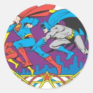 Batman + Superman + Flash Ronde Sticker