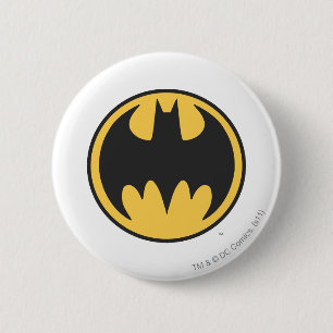 Batman Symbol   Donkergele cirkelvormige Logo Ronde Button 5,7 Cm