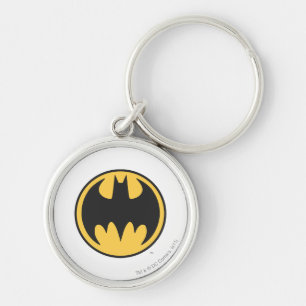 Batman Symbol   Donkergele cirkelvormige Logo Sleutelhanger