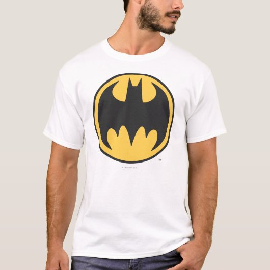 Batman Symbol | Donkergele cirkelvormige Logo T-shirt (Voorkant)