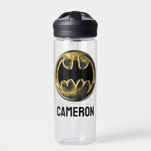 Batman Symbol   Goud Logo   Jouw namen toevoegen Waterfles