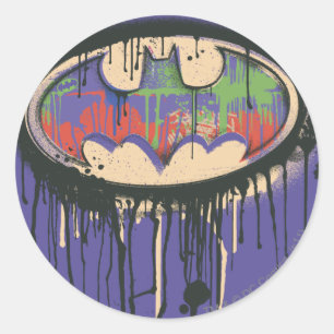 Batman Symbol Groene Paarse Rode Logo Ronde Sticker