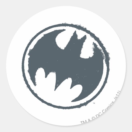 Batman Symbol | Grunge Logo Ronde Sticker (Voorkant)