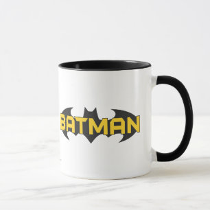 Batman Symbol   Naam Geel en zwart Logo Mok