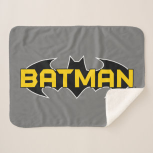 Batman Symbol Naam Geel en zwart Logo Sherpa Deken