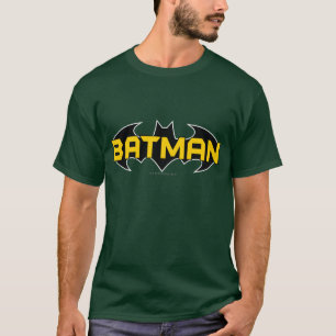 Batman Symbol Naam Geel en zwart Logo T-shirt
