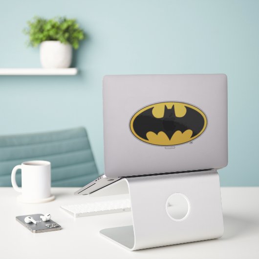 Batman Symbol | Ovale Logo Sticker (Laptop op bureau)