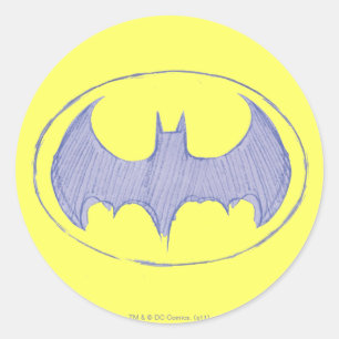 Batman Symbol   Paars Logo ketchbook Ronde Sticker