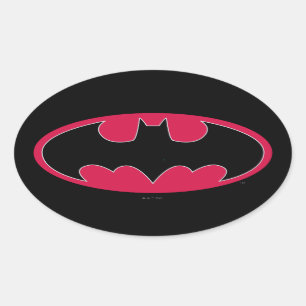 Batman Symbol Rode zwarte Logo Ovale Sticker