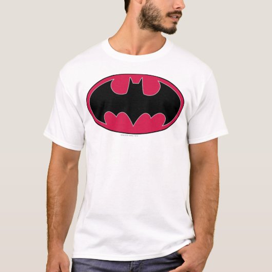 Batman Symbol | Rode zwarte Logo T-shirt (Voorkant)