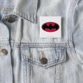 Batman Symbol | Rode zwarte Logo Vierkante Button 5,1 Cm (In situ)