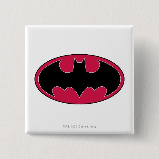 Batman Symbol | Rode zwarte Logo Vierkante Button 5,1 Cm (Voorkant)