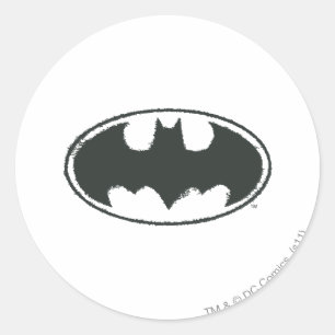 Batman Symbol   Spuitzwart-wit Logo Ronde Sticker