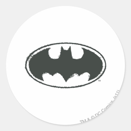 Batman Symbol | Spuitzwart-wit Logo Ronde Sticker (Voorkant)