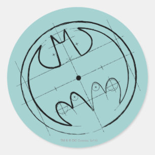 Batman Symbol Technische schets Logo Ronde Sticker