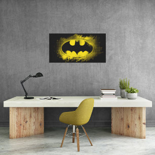 Batman Symbol   Zwarte en gele Logo Canvas Afdruk