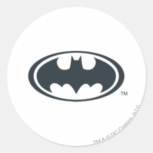 Batman Symbol   Zwarte en witte Logo Ronde Sticker