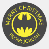 Batman-symbool | BBT Circle Logo | Vrolijk kerstfe Ronde Sticker (Voorkant)