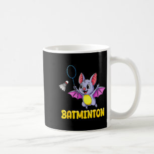 Batminton Grappige Cartoon Vleermuis Speelt Badmin Koffiemok
