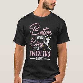 Baton en Bling het is een tweelingse Baton Twirle T-shirt