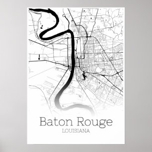 Baton Rouge Map - Louisiana - City Map Poster