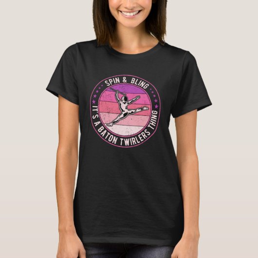 Baton Twirling Majorette Spin & Bling T-shirt (Voorkant)