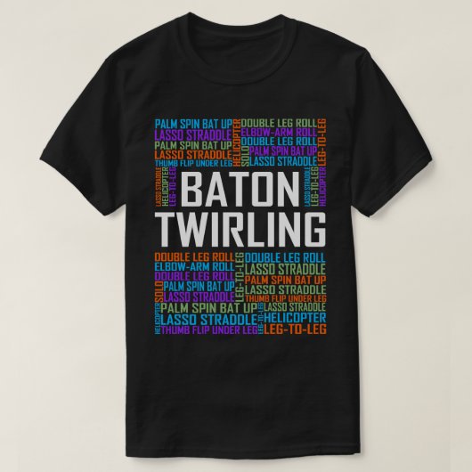 Baton Twirling Words T-shirt (Design voorkant)