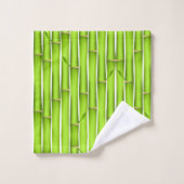 Bâtonnets de bambou vert chanceux modernes sur fon (Gant de toilette)