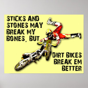 Bâtons et affiche drôle de motocross de vélo de