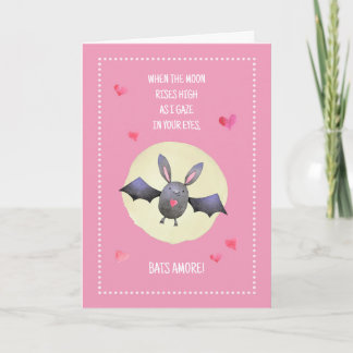 Bats Amore Cute Bat Valentijnskaart 5x7" Vouwkaart Kaart