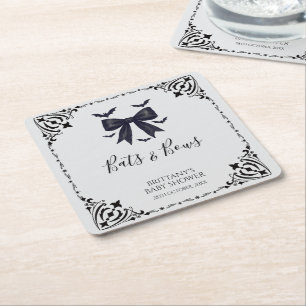 Bats and Bows Halloween Baby shower Vierkante Kartonnen Onderzetter