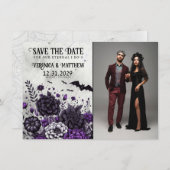 Bats and Flowers Save The Date Kaart (Voorkant / Achterkant)