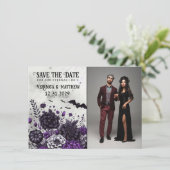 Bats and Flowers Save The Date Kaart (Staand voorkant)