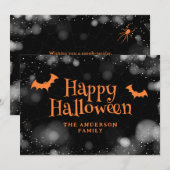 Bats and Spiders Happy Halloween Kaart (Voorkant / Achterkant)