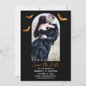 Bats Arch Foto Halloween bruiloft Bewaar de datum Save The Date (Voorkant)