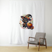 Bats Black Cat Witch Pet Wand Pumpkin Schattige Ha Wandkleed (In situ)