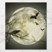 Bats by the Moon op Halloween Wijn Etiket (Enkel label)